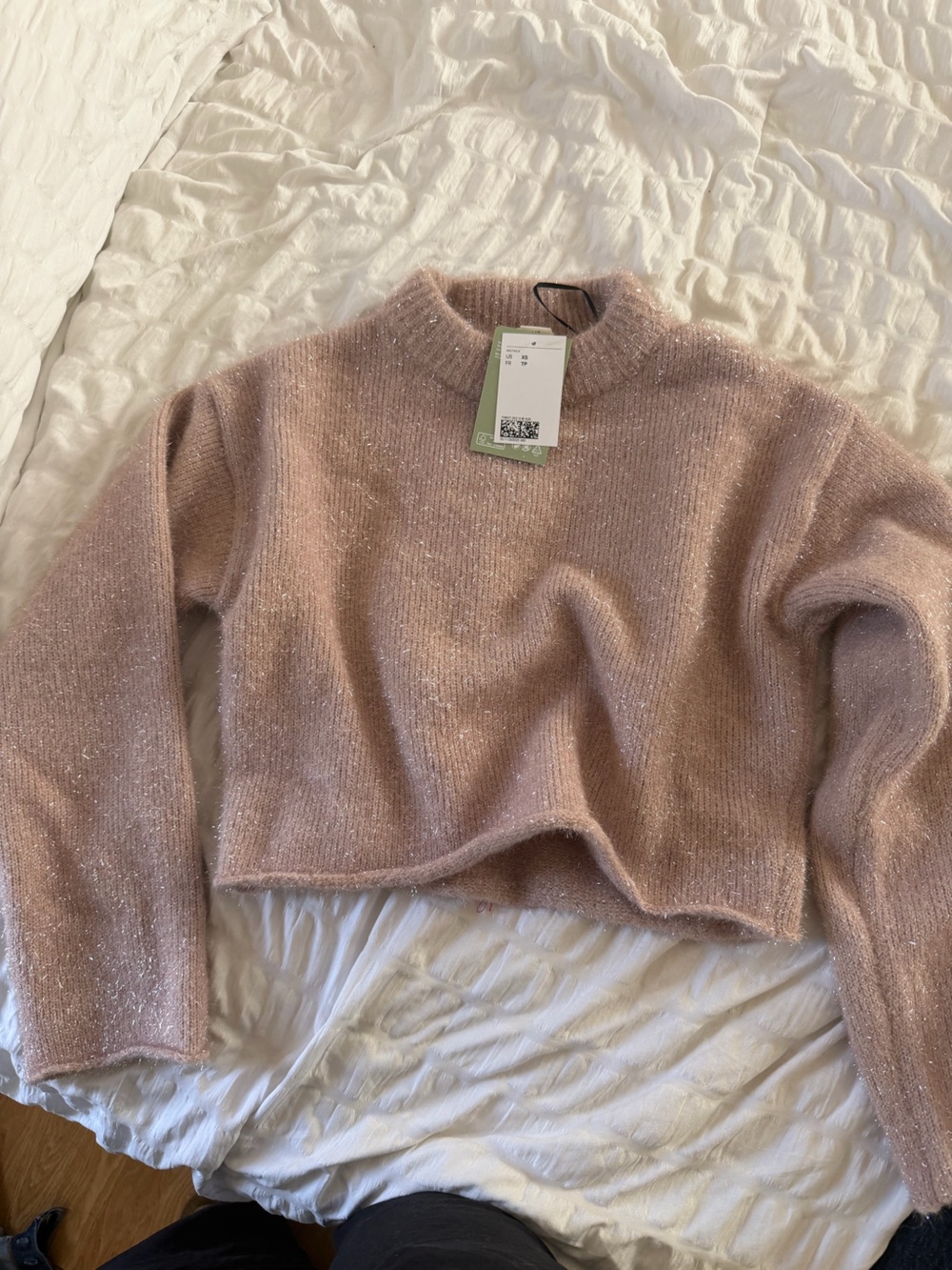 H&M Shimmery Cowl Neck Sweater in Dusty Rose